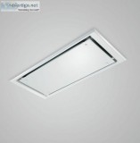 White Glass Ceiling cooker hoods  Eclipse Matt White ceiling hoo