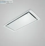 White Glass Ceiling cooker hoods  Eclipse Matt White ceiling hoo