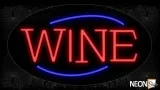 Wine In Red With Blue Arc Border Neon Sign