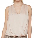 BCBGMAXAZRIA Bare Pink Surplice Sleeveless Top at Darveys