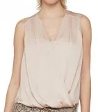 BCBGMAXAZRIA Bare Pink Surplice Sleeveless Top at Darveys