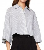 BCBGMAXAZRIA Off White Striped Crop Top at Darveys