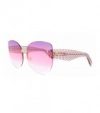 SALVATORE FERRAGAMO Pink-Gold Cat Eye Logo Sunglasses