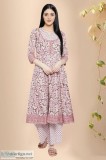 Block Print Kurta jacket Style A-line cotton Kurta - Rose Shree