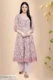 Block Print Kurta jacket Style A-line cotton Kurta - Rose Shree