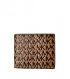 MICHAEL KORS Brown-Black Raised Logo Passcase Wallet