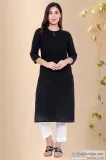 Cotton Black Straight Kurta - Rose Shree