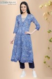 Blue Block Print Cotton Kurta - Rose Shree