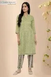 Block Print straight kurta - Rose Shree
