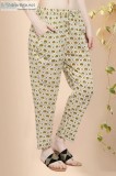 Nalini Cotton Block Print Tapered Pant - Rose Shree