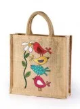 Finest Quality  Jute hand painted bag save birds manufacturer ex