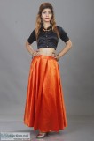 Sale Rust Orange Silk Long Skirt for Women Online