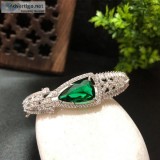 GREEN STONE AMERICAN DIAMOND BRACELET