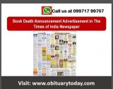 Get Times of India Allahabad Obituary Ad Booking Service Online