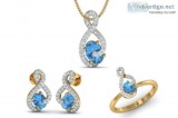 Adina Blue Topaz and Diamond Pendant Set