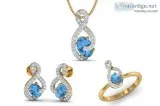 Adina Blue Topaz and Diamond Pendant Set