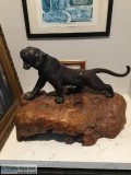 Antique Japanese Bronze Tiger with Glass Eye