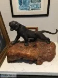 Antique Japanese Bronze Tiger with Glass Eye