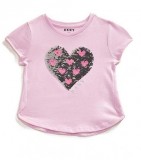 DKNY KIDS Little Girls Prism Pink Sequin Heart T-Shirt at Darvey