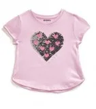 DKNY KIDS Little Girls Prism Pink Sequin Heart T-Shirt at Darvey