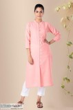 Laazmi Front Open Peach Straight Kurta- Rose Shree
