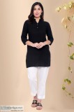 Short Kurta- Shop Online Cotton Black Short Kurta - Rose Shree