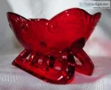 RUBY RED SANTA CLAUS  GLASS  6&quot SLEIGH