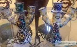 Pair of Talavera 3-Candle Candelabras
