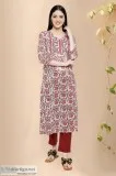 Sophia Cotton Block Print Stylish Kurta - Rose Shree