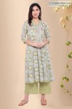 Green Gorgeous Cotton Block Print Kurti - Rose Shree