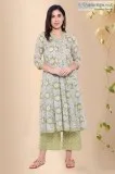Green Gorgeous Cotton Block Print Kurti - Rose Shree