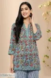 Vitthal Flower Print Kurti- Rose Shree
