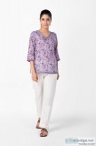 Khilana in Blues Cotton block print Top - Rose Shree