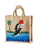 Jute hand painted bag Save planet manufacturer exporter and whol
