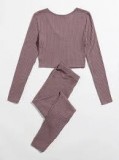 6 SET OF Waffle Knit Top and Tie Waist Leggings