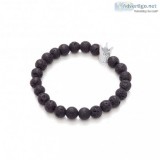 Lava Stone and Studded Crown Elastic Bracelet From David Deyong
