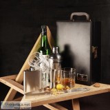 Buy Portable Whiskey Travel Case 3 Glasses with Swanky Bar Acces