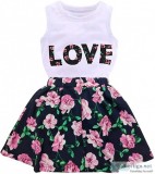 500 Jastore Girls Letter Love Flower Clothing Sets TopShort Skir
