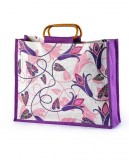 Jute Grocery bag with cane handle both side print manufacturer e