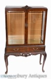 Buy Pair Antique Display Cabinets - Walnut Victorian Bookcases O