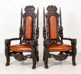Carved Oak Italian Renaissance Arm Chairs