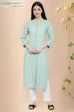 Laazmi Front Open Green Cotton Straight Kurta- Rose Shree