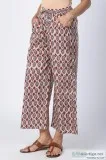 Pallav Peepal Laal Cotton Block Print Farsi Pant- Rose Shree