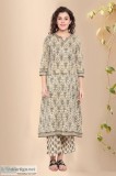 Harivallabhi Buti Cotton Block Print Kurta - Rose Shree