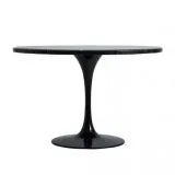 Emily Round Black Marble And Gloss Dining Table  ChicParadisLux