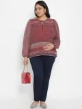 Plus Size Maternity Top Split Neckline Georgette Maroon