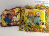 Raggedy Ann and Andy Terry Cloth Throw Pillows