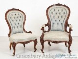Buy Pair Victorian Parlour Chairs - His and Hers Arm Chairs 1860