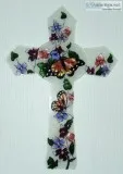 New - Beth&rsquos Hallmark Stained Glass Cross With Butterflies