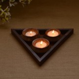 Wooden Tea Light with Base Tray